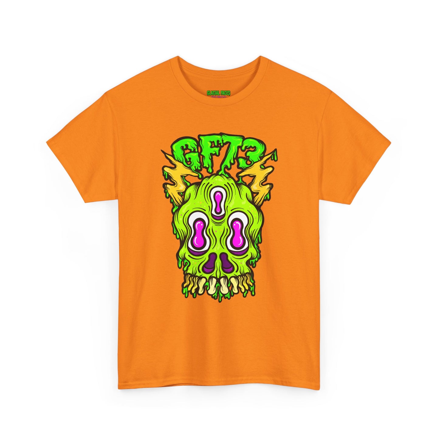Glacial Faces Unisex Heavy Cotton Tee - Electric Snot Skull