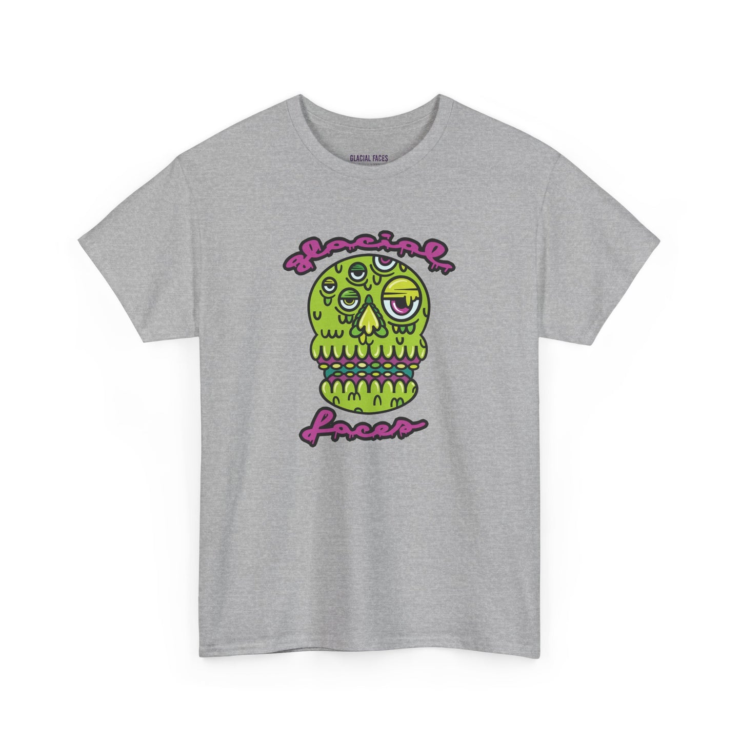 Glacial Faces Unisex Heavy Cotton Tee - Sugar Booger Skull
