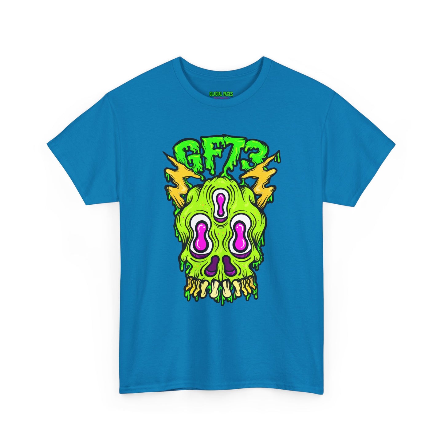 Glacial Faces Unisex Heavy Cotton Tee - Electric Snot Skull