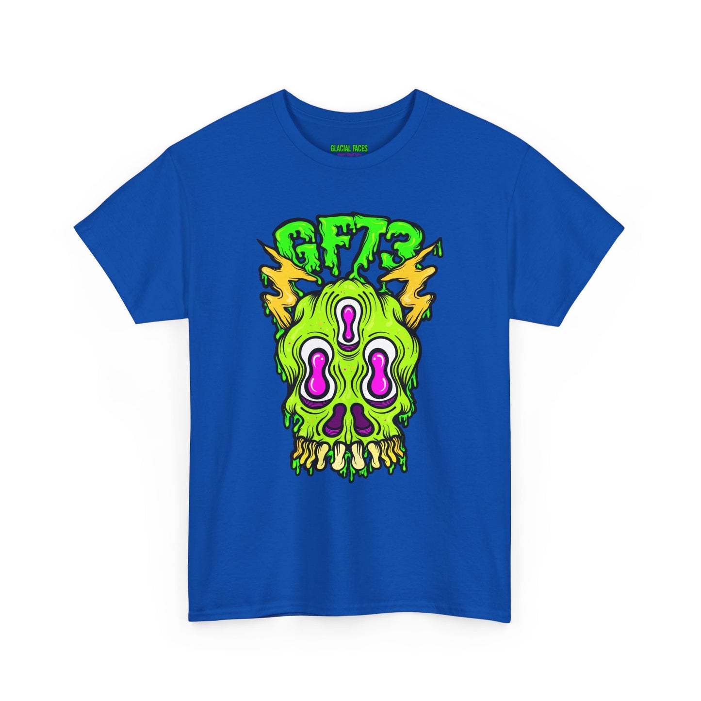 Glacial Faces Unisex Heavy Cotton Tee - Electric Snot Skull