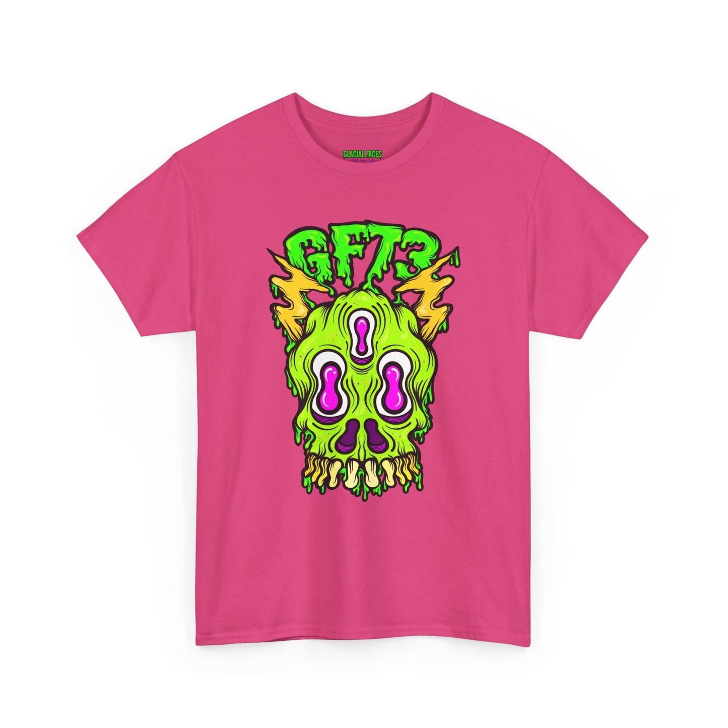 Glacial Faces Unisex Heavy Cotton Tee - Electric Snot Skull