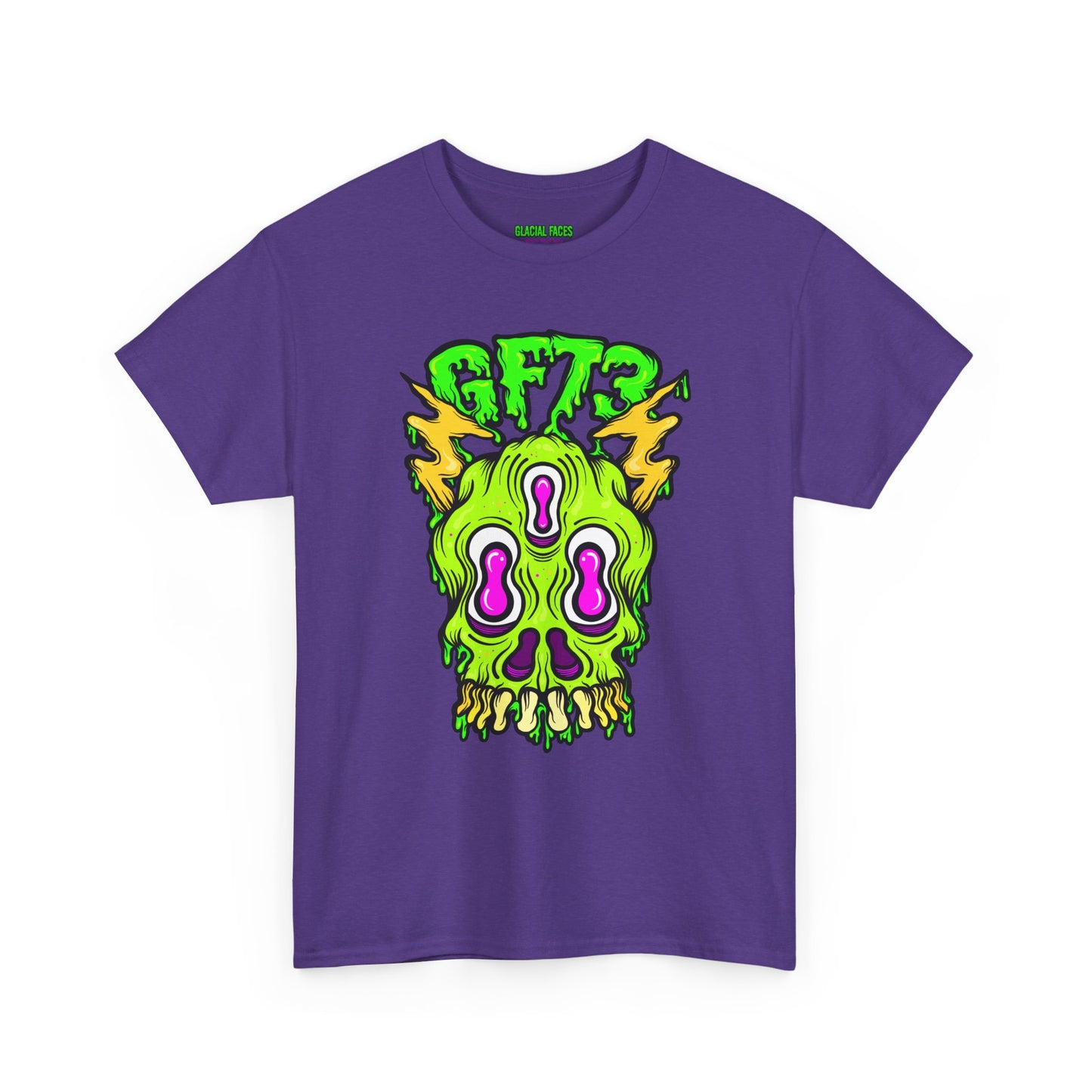 Glacial Faces Unisex Heavy Cotton Tee - Electric Snot Skull