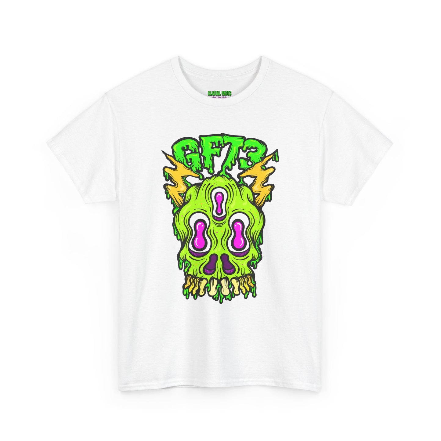 Glacial Faces Unisex Heavy Cotton Tee - Electric Snot Skull