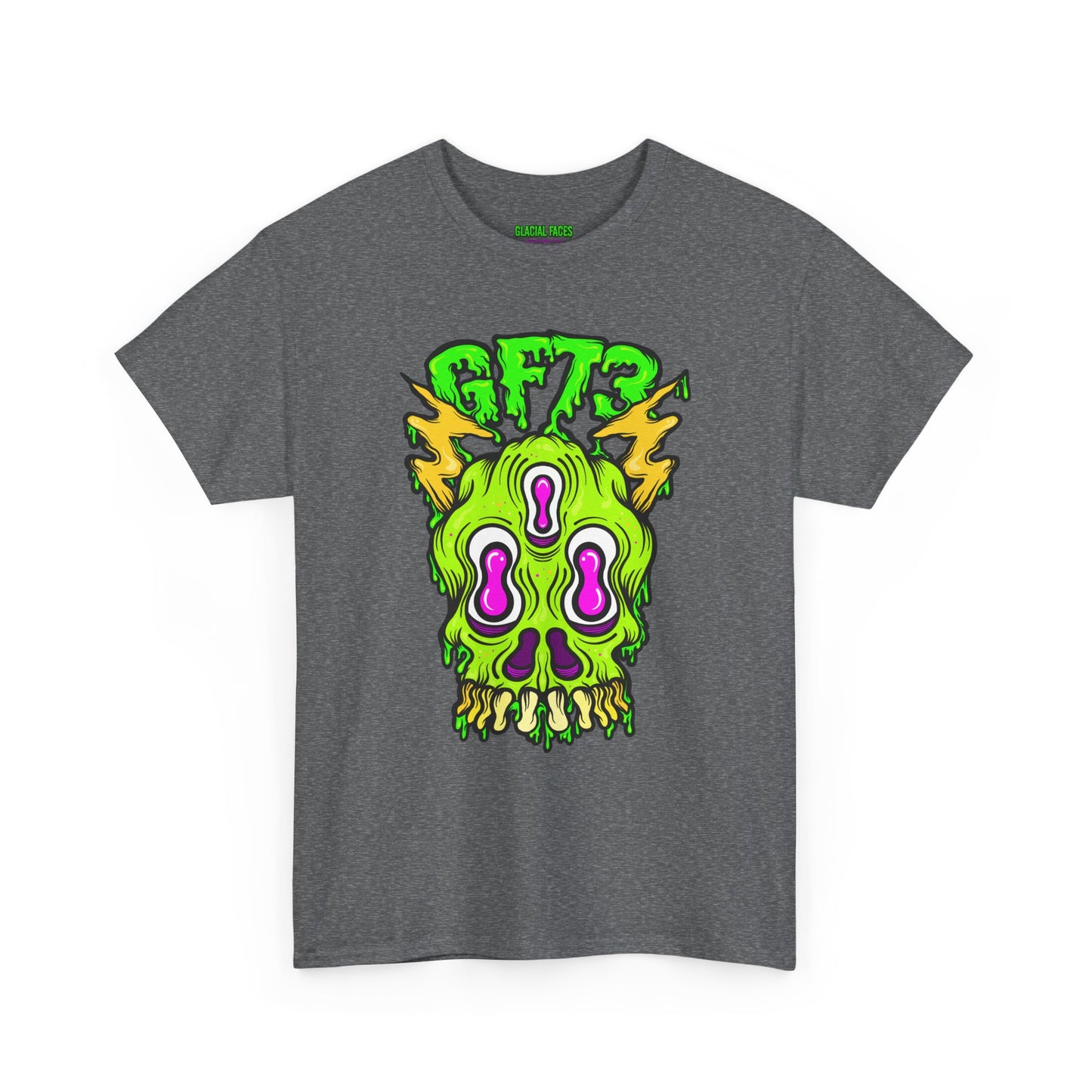Glacial Faces Unisex Heavy Cotton Tee - Electric Snot Skull