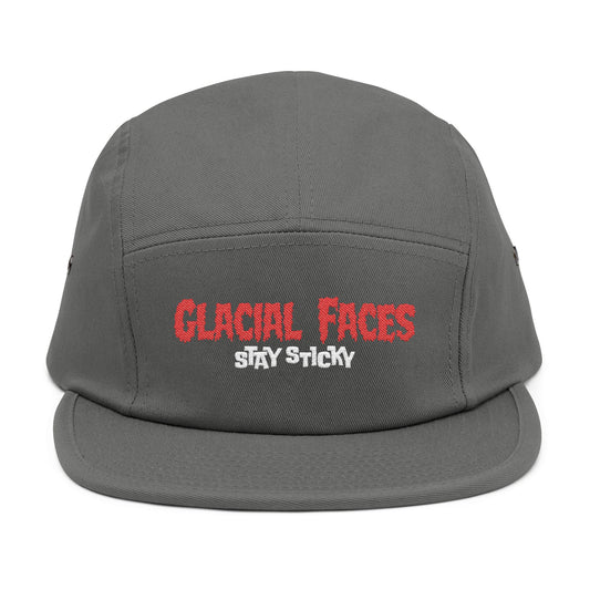 Glacial Faces Embroidered 5 Panel Cap - Stay Sticky Outdoor Hat