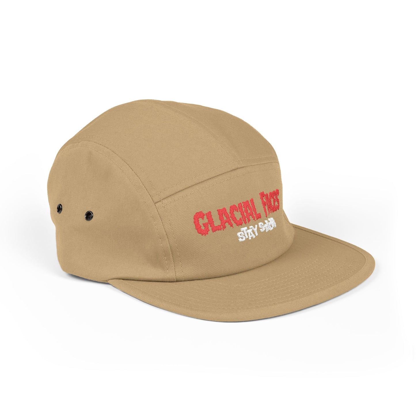 Glacial Faces Embroidered 5 Panel Cap - Stay Sticky Outdoor Hat