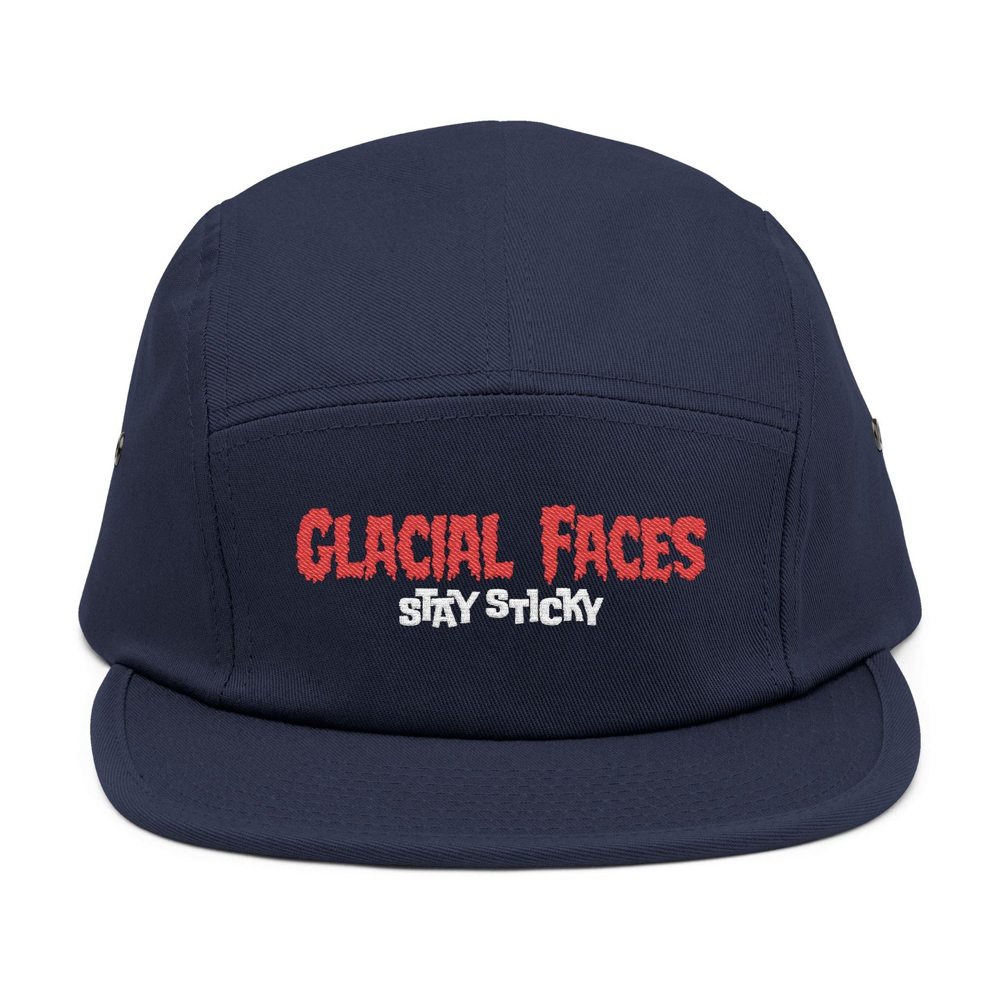 Glacial Faces Embroidered 5 Panel Cap - Stay Sticky Outdoor Hat