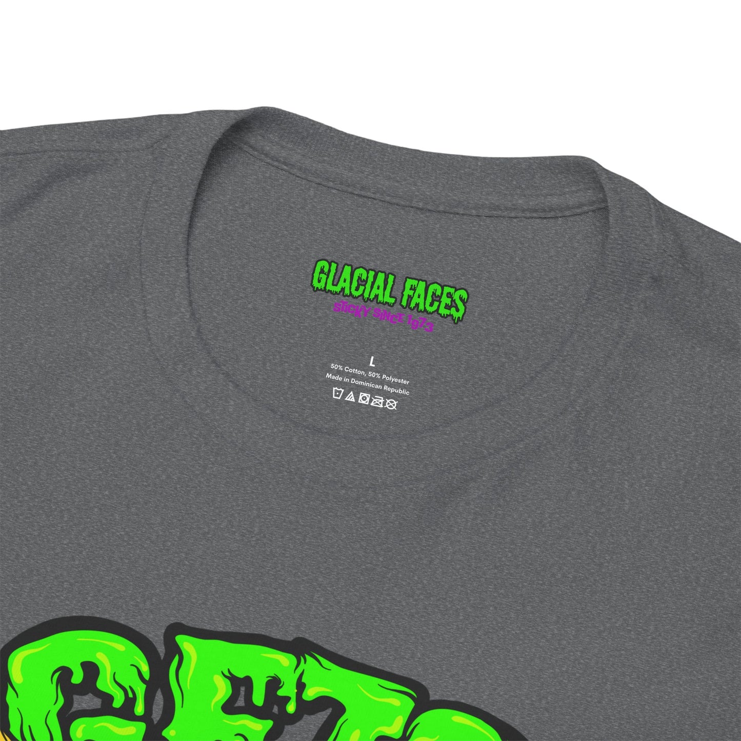 Glacial Faces Unisex Heavy Cotton Tee - Electric Snot Skull