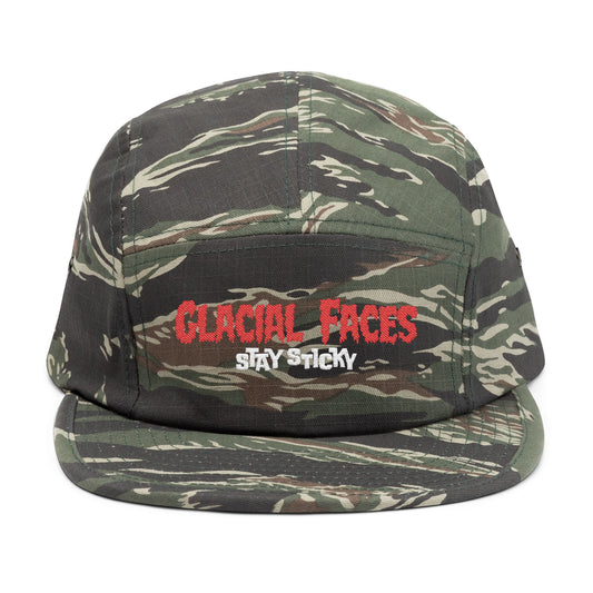 Glacial Faces Embroidered 5 Panel Cap - Stay Sticky Outdoor Hat