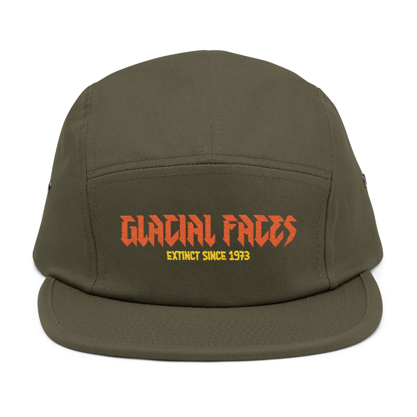 Embroidered 5 Panel Cap - Glacial Faces, Extinct Since 1973