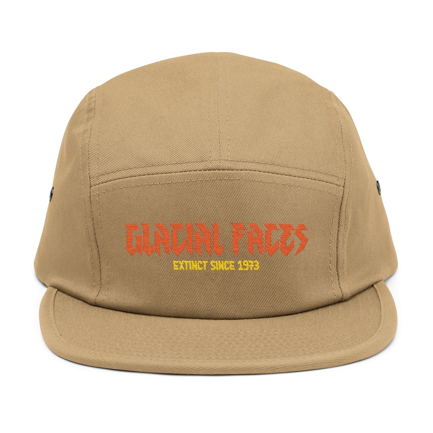 Embroidered 5 Panel Cap - Glacial Faces, Extinct Since 1973