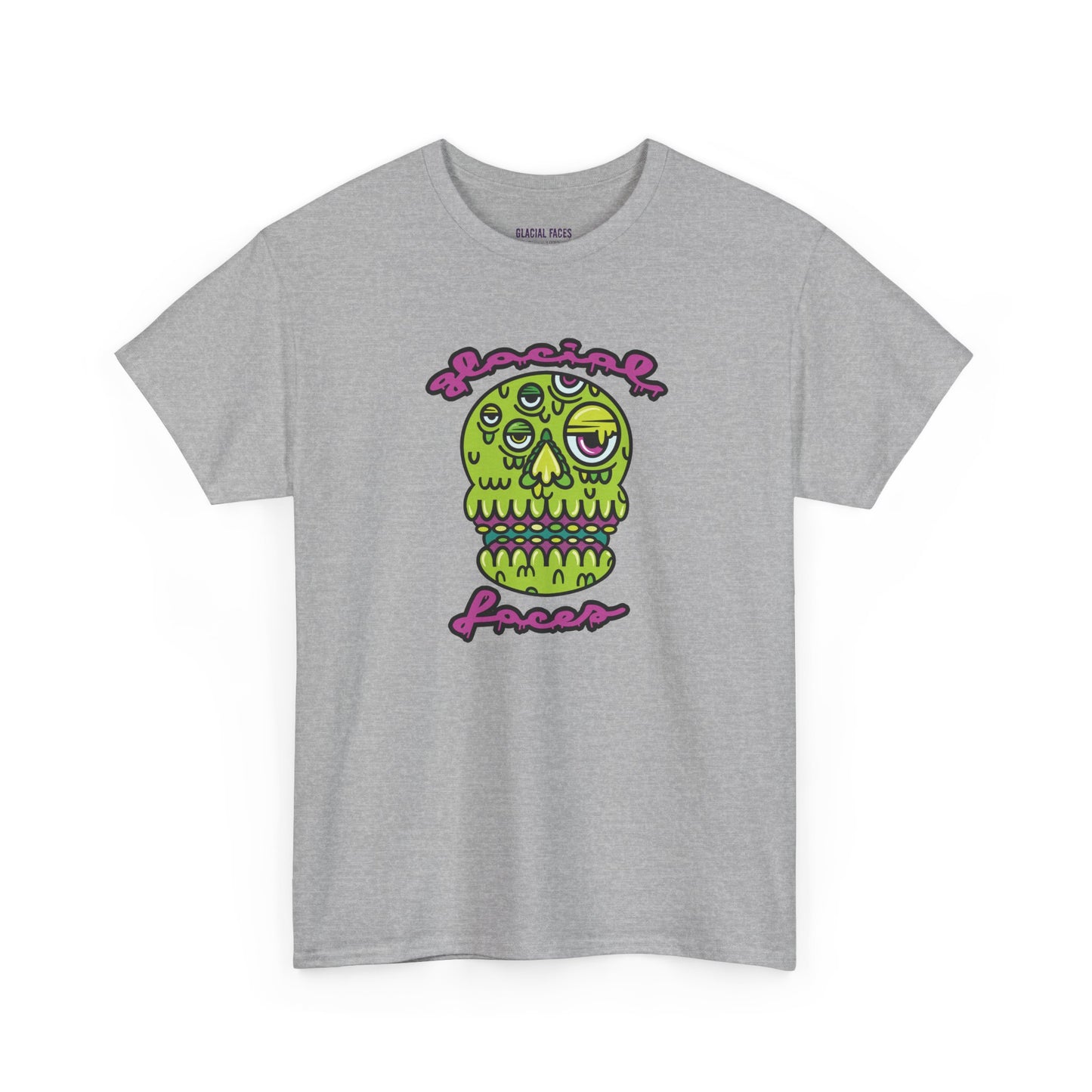Glacial Faces Unisex Heavy Cotton Tee - Sugar Booger Skull