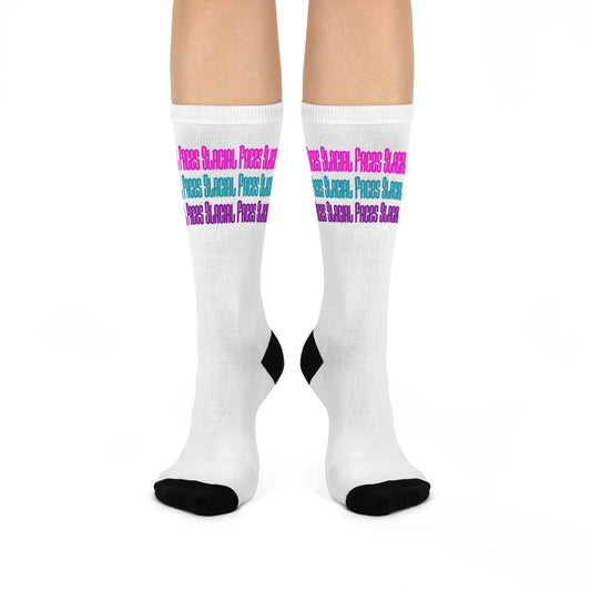 Colorful Cushioned Crew Socks - Glacial Faces Cool Down