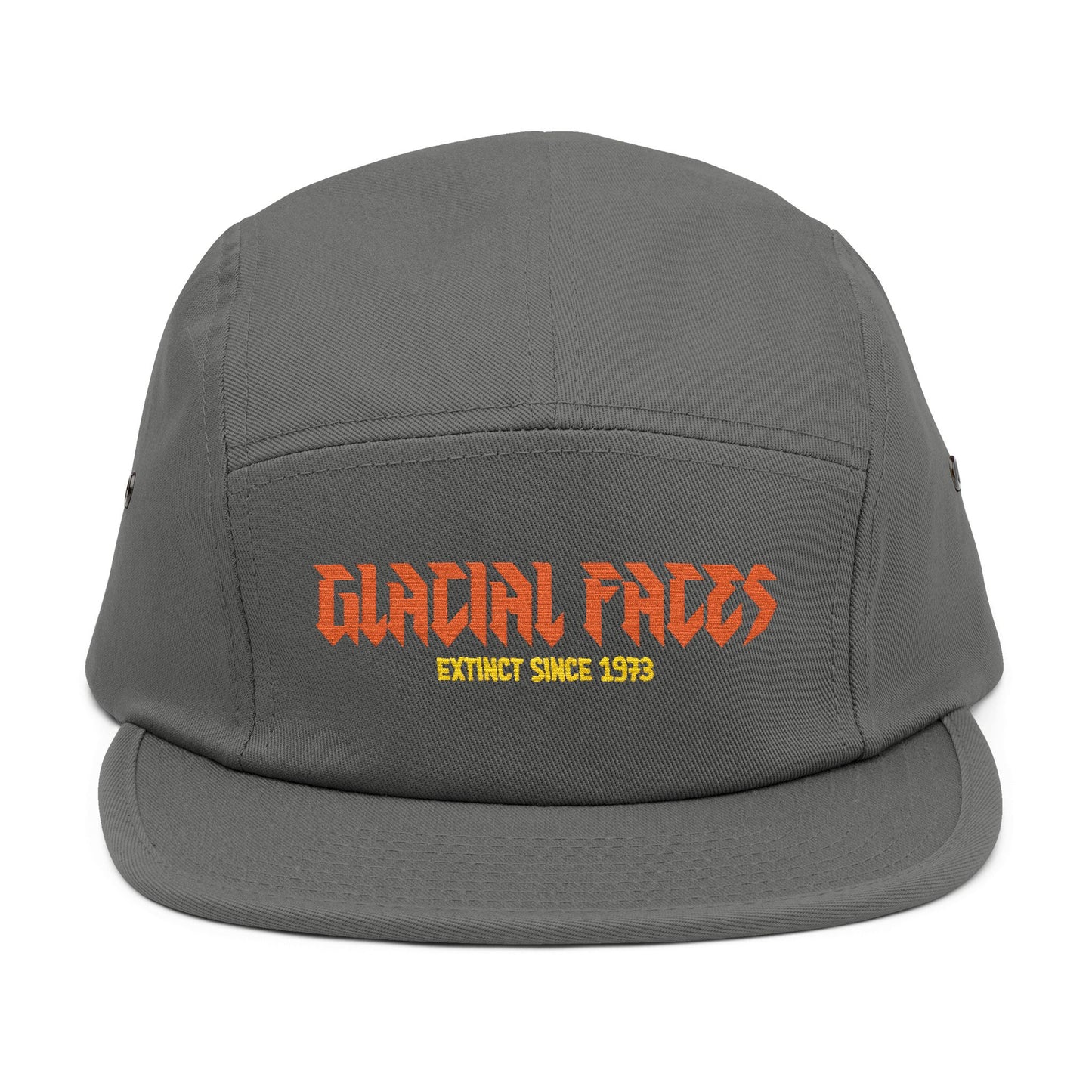 Embroidered 5 Panel Cap - Glacial Faces, Extinct Since 1973